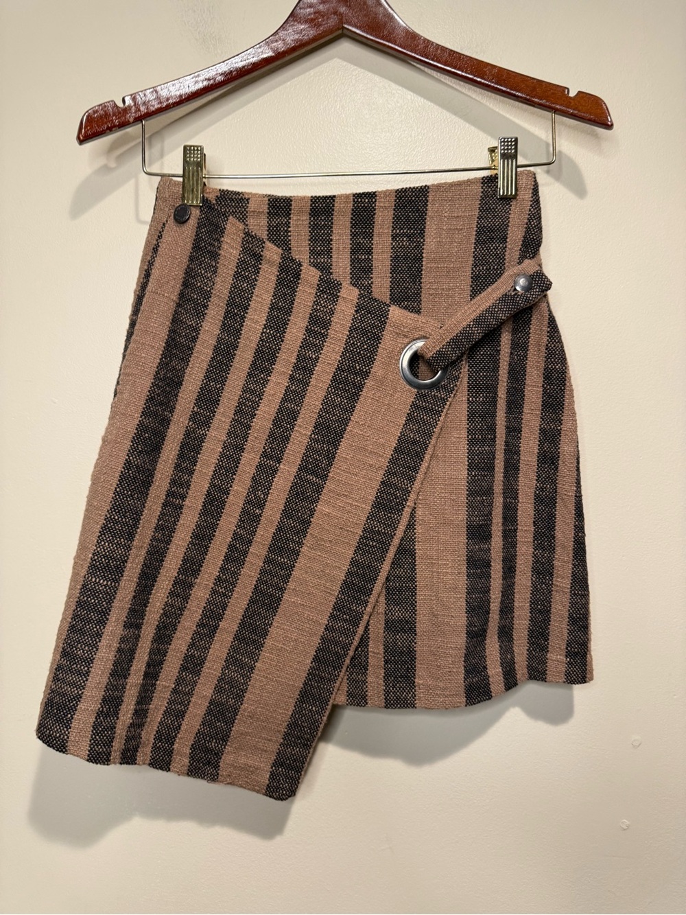 Free People It’s a Wrap mini Skirt Black and Tan Cotton Bohemian